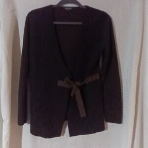 Silvia Novelli Luxury Wool Blend Wrap Tie Sweater Italy Made Womens S Brown